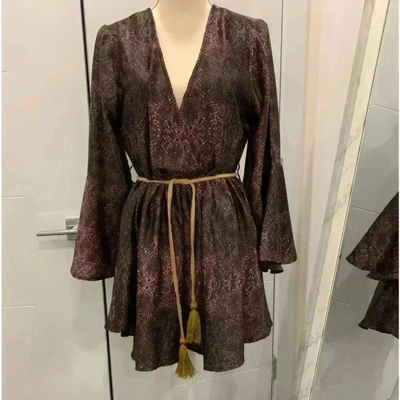 Sacred Hawk wrap dress in snake with cord belt - Picture 1 of 14